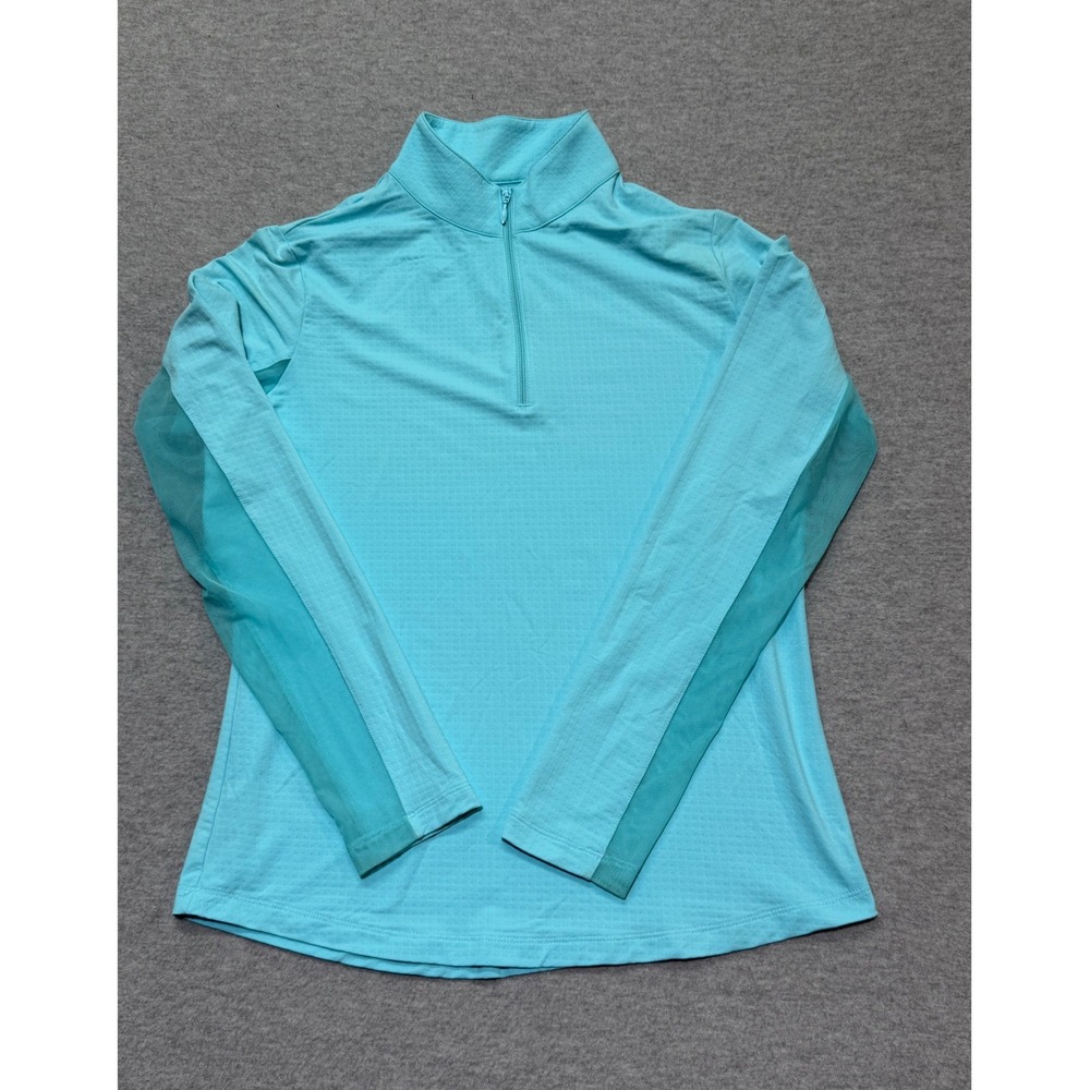 IBKUL Womens Small Aqua Blue 1/4 Zip Pullover Mesh Panel UPF 50+ Sun Shirt